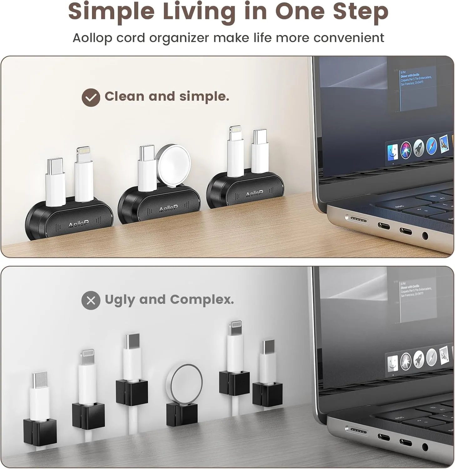 10 Hole Cord Organizer Cable Clips [1s Slide Lock] Cord Holder, Cable Management, Adhesive Phone Charging Keeper Wire Cord Holder for Nightstand/Car/Wall, Home Office/Desk Accessories-Black