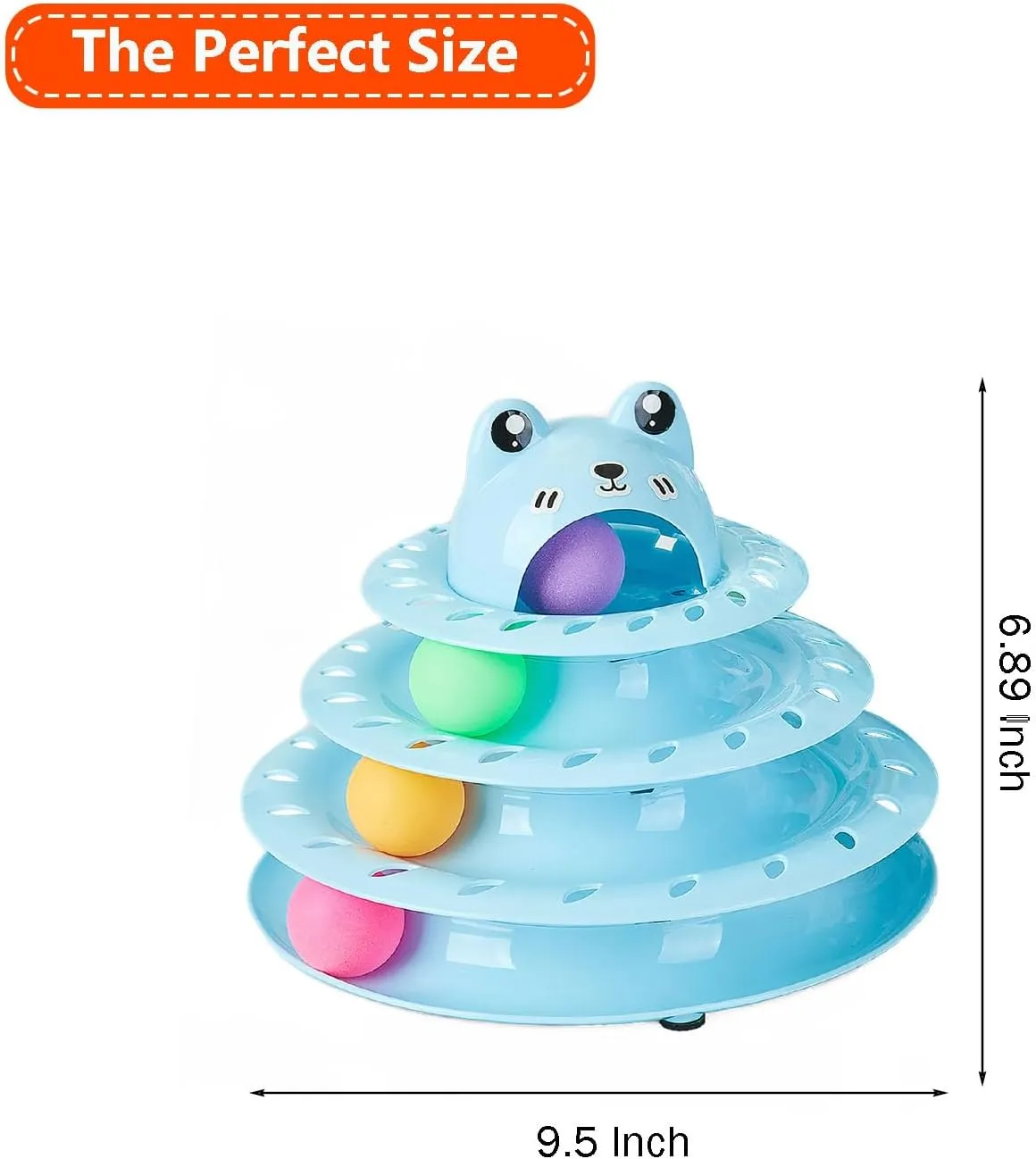 17 Pack Cat Toys, 4-Level Turntable Ball Track Interactive Cat Toy for Indoor Cats, Self Play Fun Roller with Colorful Rotating Ball Puzzle Exercise Kitten Toys Set