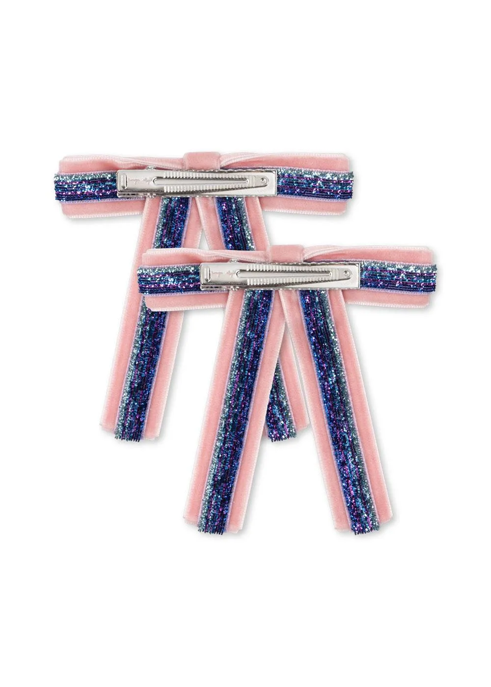 2 Pack Long Velvet Bow Hair Clips, Mellow Rose