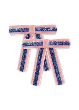 2 Pack Long Velvet Bow Hair Clips, Mellow Rose
