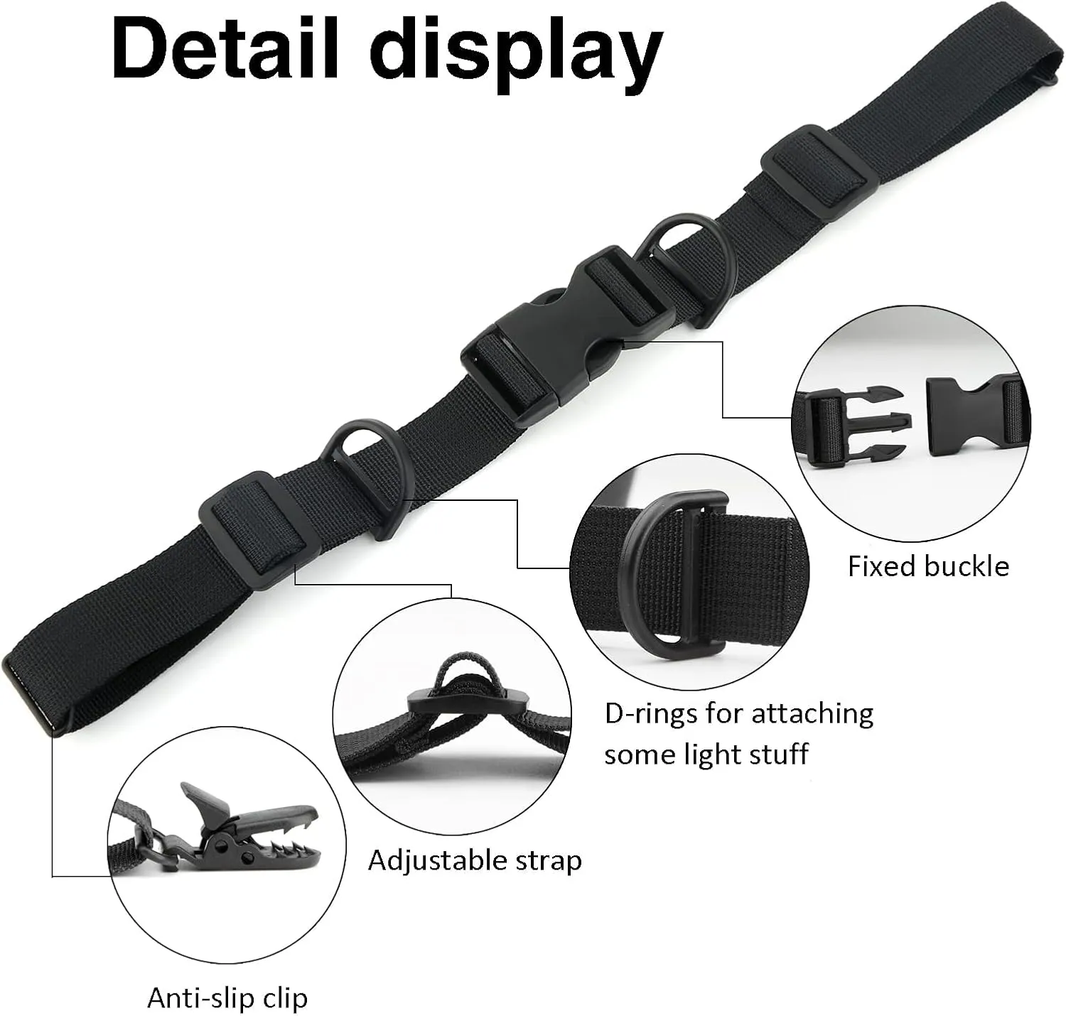 2 Pcs Adjustable Backpack Sternum Straps Chest Belt Hardness Strap with Anti-slip Fixed Clips for Camping Hiking