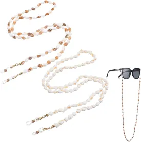 2Pcs Eyeglasses Stylish Face Mask Holder Around Neck with Conch, Fashion Sunglasses Strap Eyeglass Chains Mask Lanyard Strap for Women