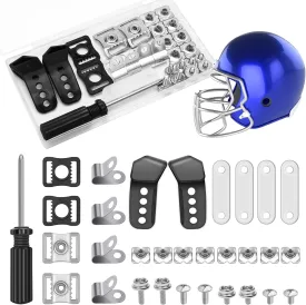31 Pcs Hockey Helmet Repair Kit,Football Helmet Replacement Parts Including Visor Clips 4 Screws Nuts Rubber Gaskets J ClipsHardware Kit for Baseball,Softball Helmets