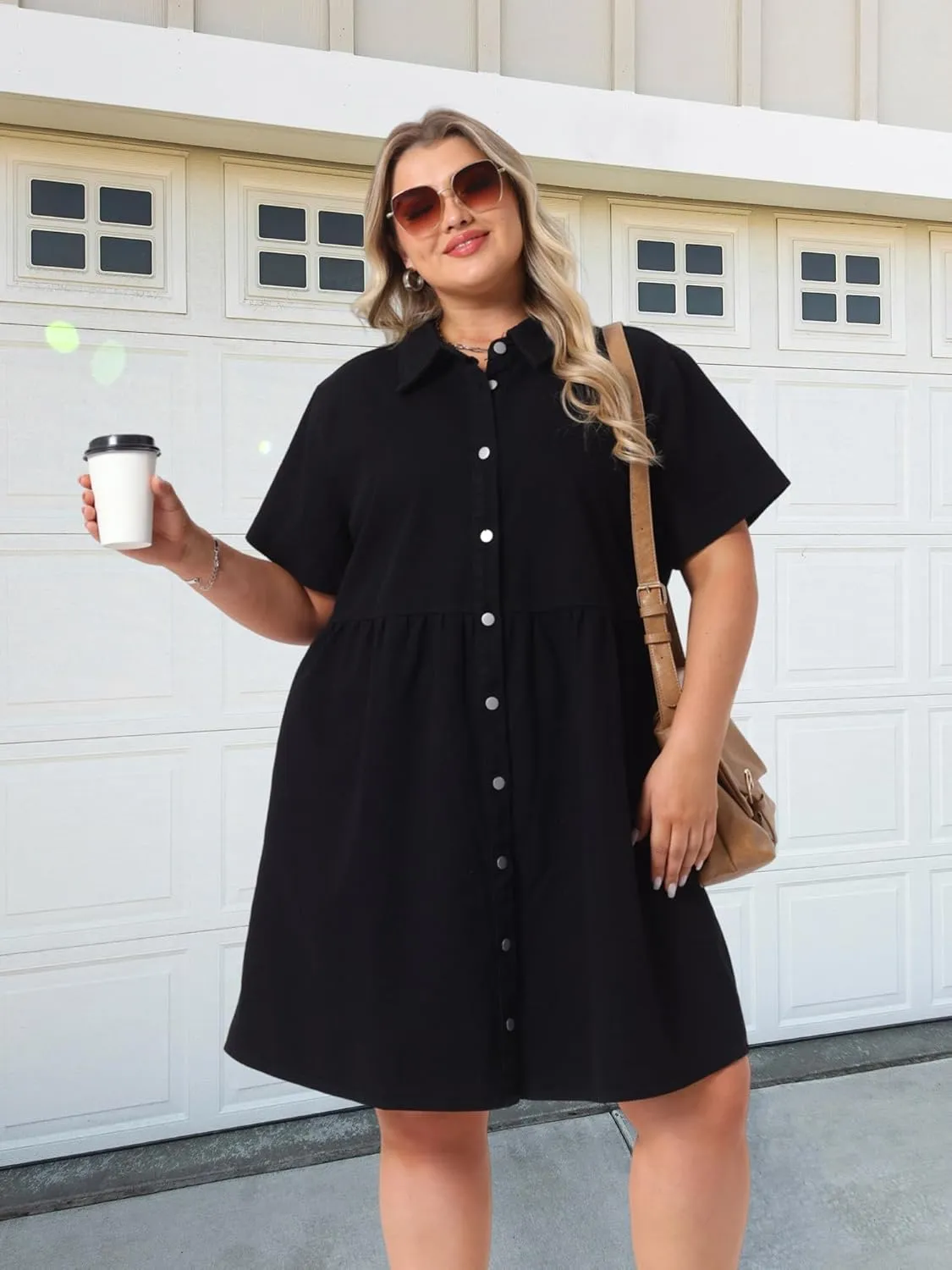 Agnes Orinda Denim Dress for Women Plus Size Button Down Babydoll Sundress Jean Dress with Pockets 2025 Vacation