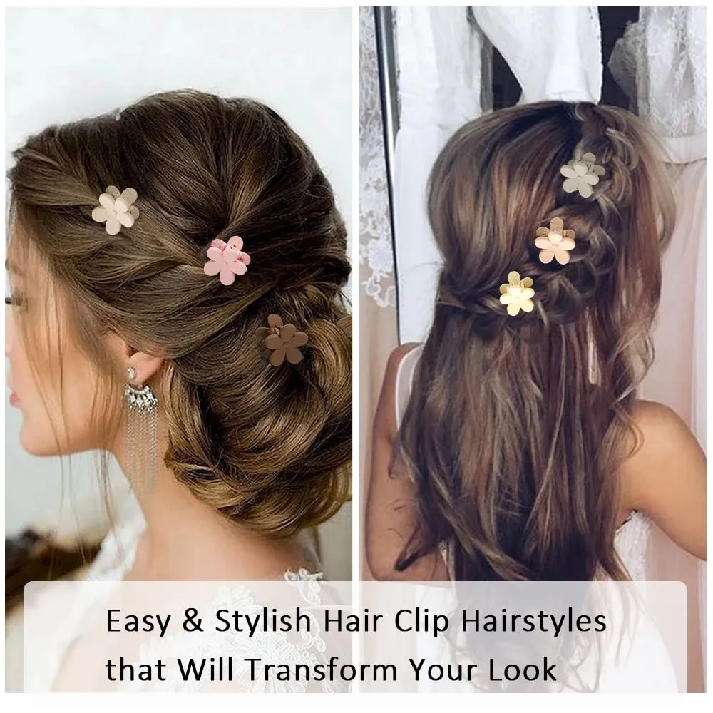 Ahoney 10Pcs Hair Claw Clips Cute 0.77" Flower Daisy Clips for Hair Decorations Strong Hold Jaw Accessories for Women