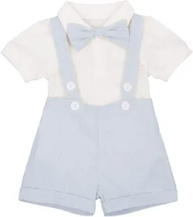 Baby Boys Formal Suit Set Short Sleeve Romper Suspenders Shorts Pants Bowtie Wedding Tuxedo Outfits Cake Smash Clothes