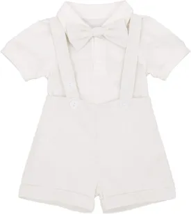 Baby Boys Formal Suit Set Short Sleeve Romper Suspenders Shorts Pants Bowtie Wedding Tuxedo Outfits Cake Smash Clothes
