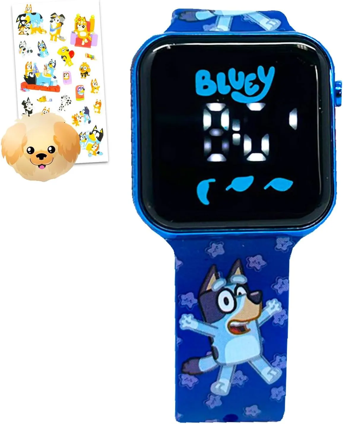 Bluey Watch for Kids Ages 4-8 - Bundle Digital Watch and Bingo Straps Plus Stickers | Easy to Read Wristwatch for Kids