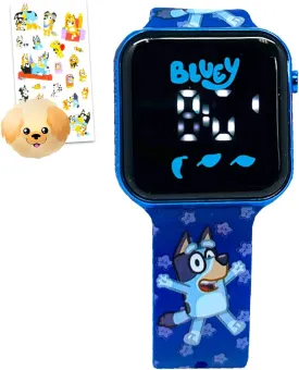 Bluey Watch for Kids Ages 4-8 - Bundle Digital Watch and Bingo Straps Plus Stickers | Easy to Read Wristwatch for Kids