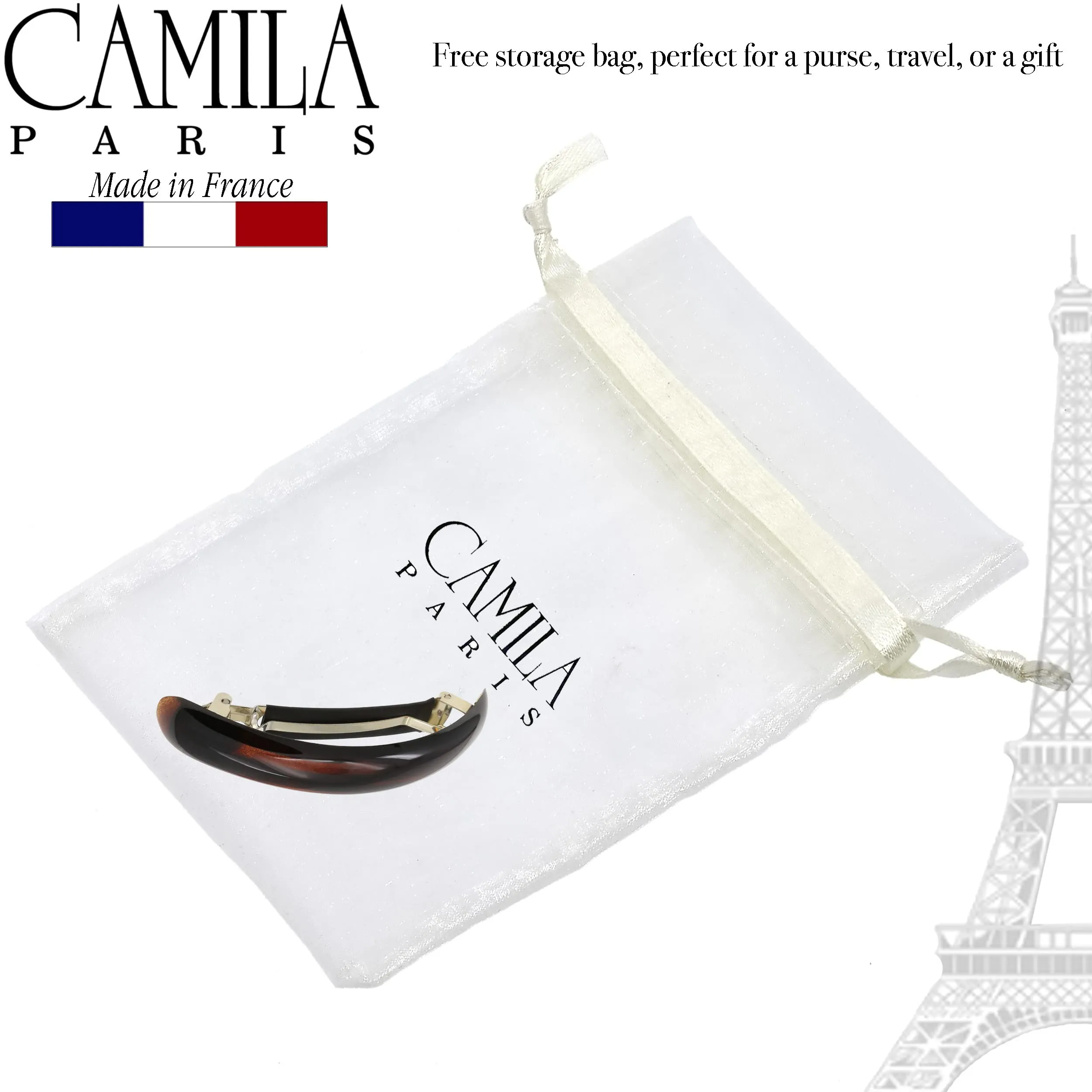 Camila Paris CP2638 French Hair Barrette Clip for Girls for Thick Curly Wavy Long Hair, Strong Hold Grip Hair Clips for Women, Automatic, No Slip Durable Styling Girls Hair Accessories, Made in France
