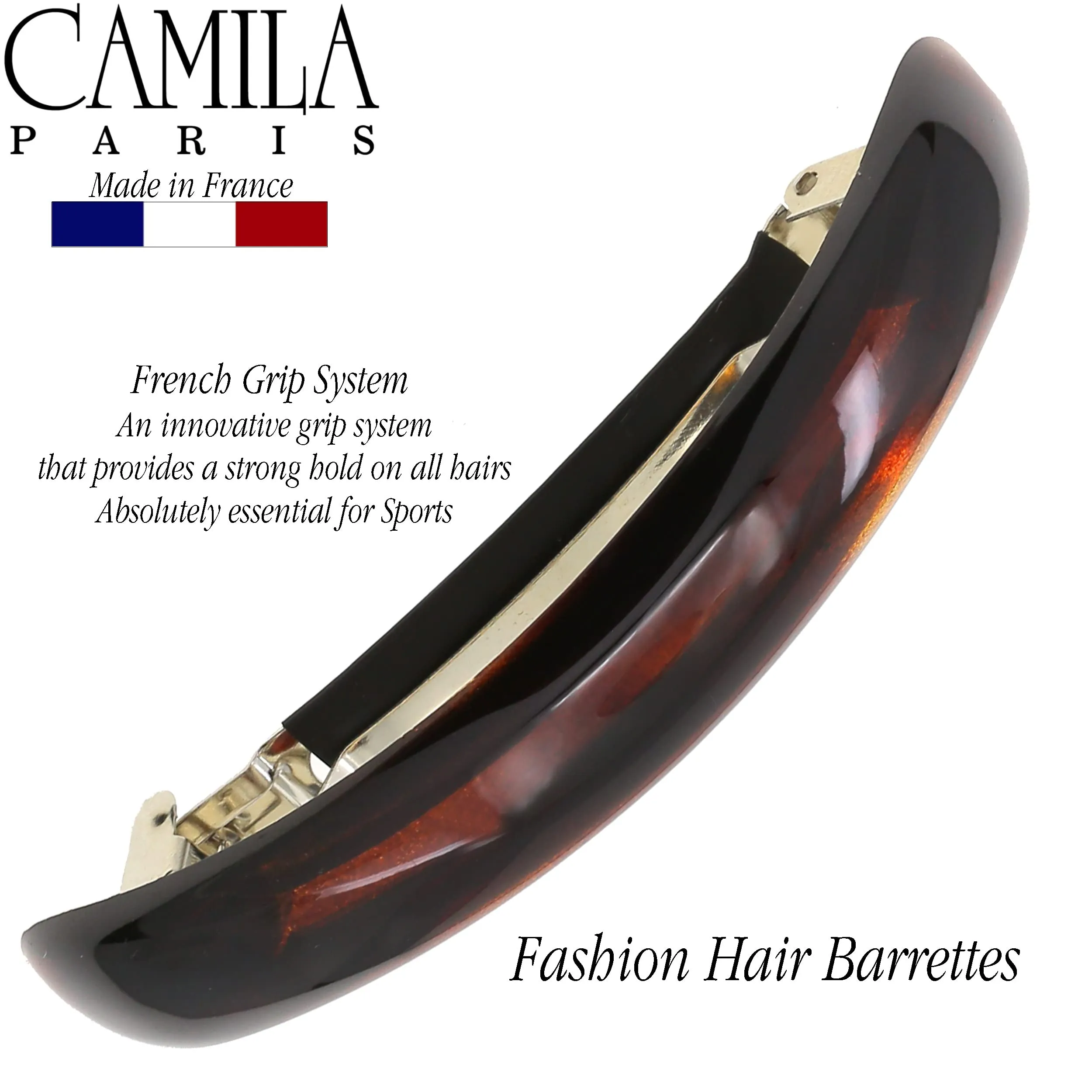 Camila Paris CP2638 French Hair Barrette Clip for Girls for Thick Curly Wavy Long Hair, Strong Hold Grip Hair Clips for Women, Automatic, No Slip Durable Styling Girls Hair Accessories, Made in France
