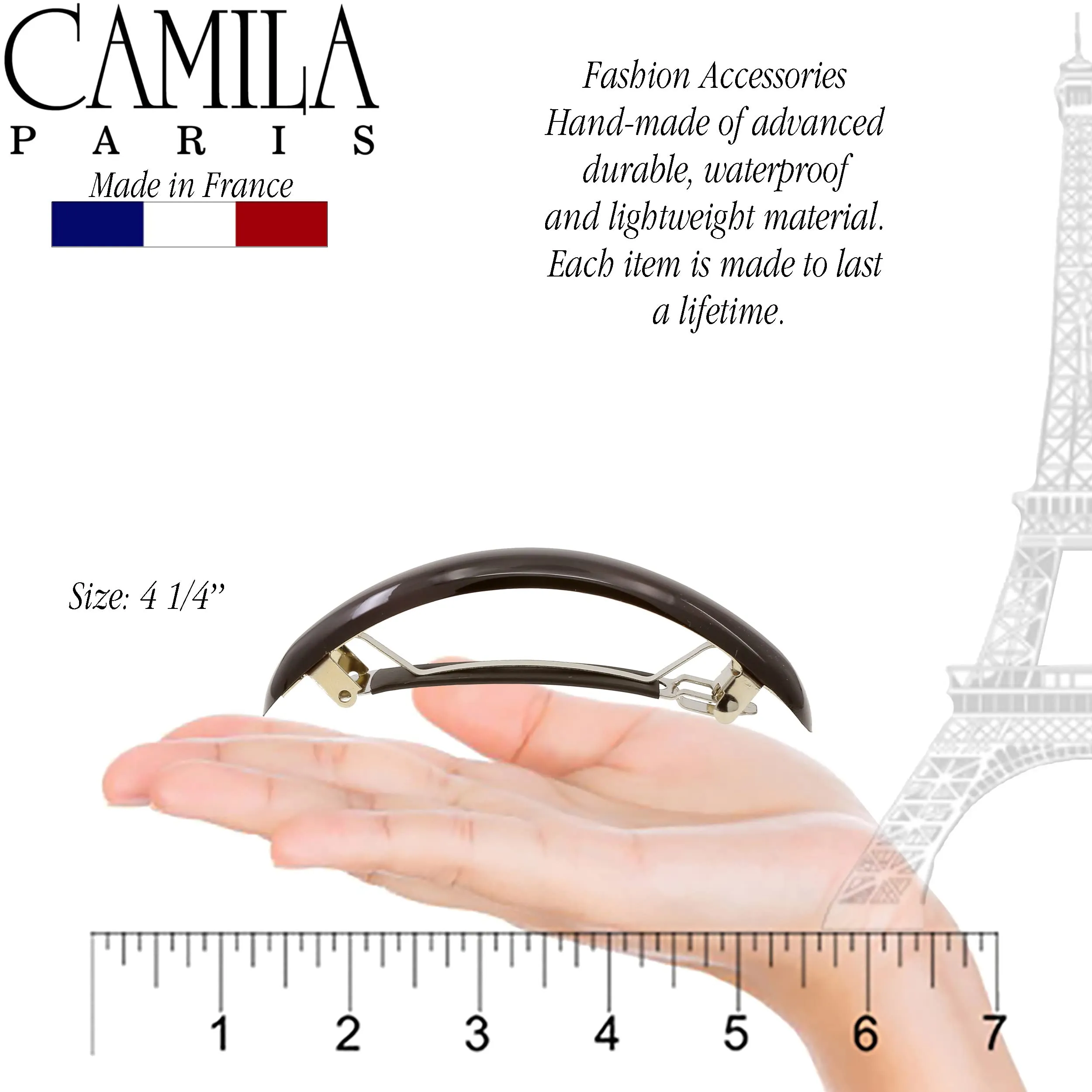 Camila Paris CP2638 French Hair Barrette Clip for Girls for Thick Curly Wavy Long Hair, Strong Hold Grip Hair Clips for Women, Automatic, No Slip Durable Styling Girls Hair Accessories, Made in France