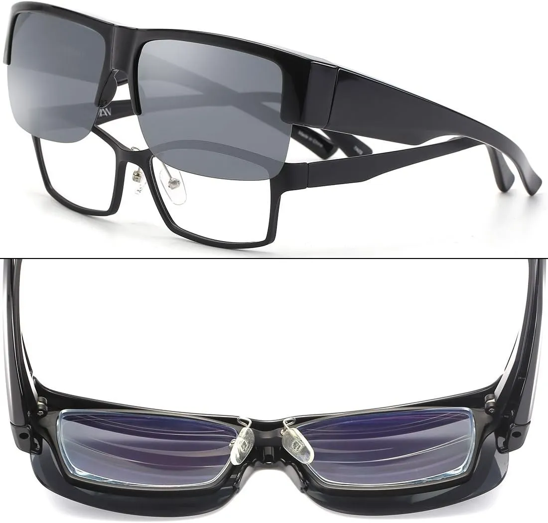 CAXMAN Fit Over Glasses Sunglasses for Men & Women Polarized Lens 100% UV Protection