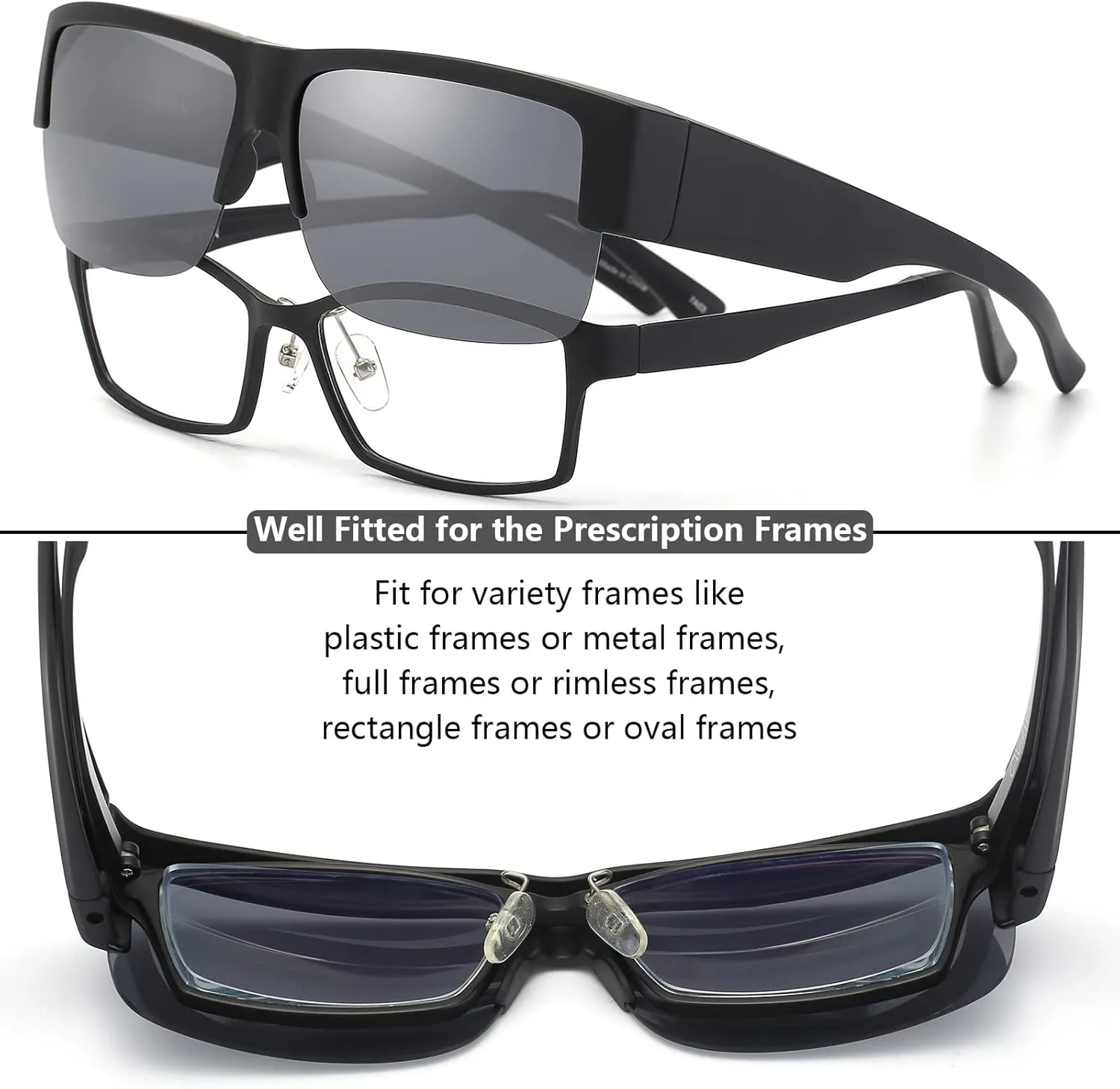 CAXMAN Fit Over Glasses Sunglasses for Men & Women Polarized Lens 100% UV Protection