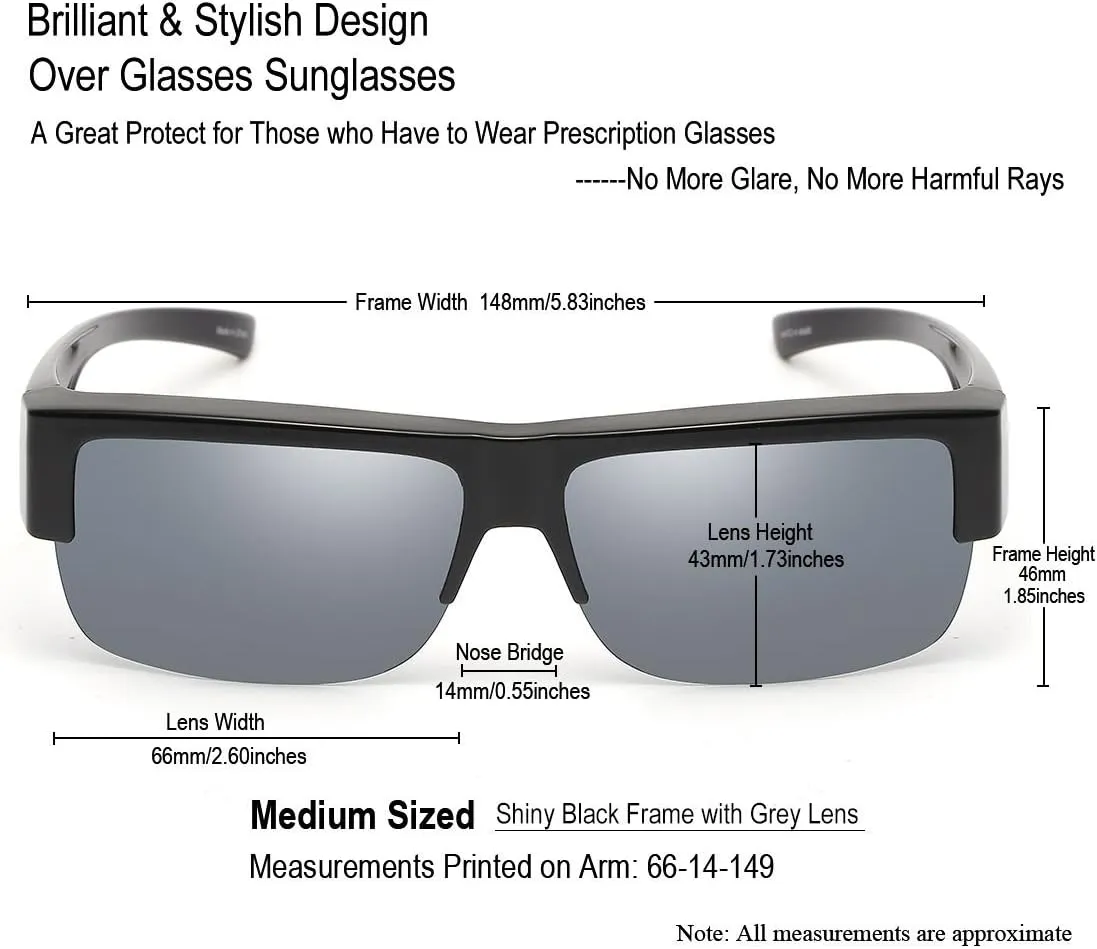 CAXMAN Fit Over Glasses Sunglasses for Men & Women Polarized Lens 100% UV Protection