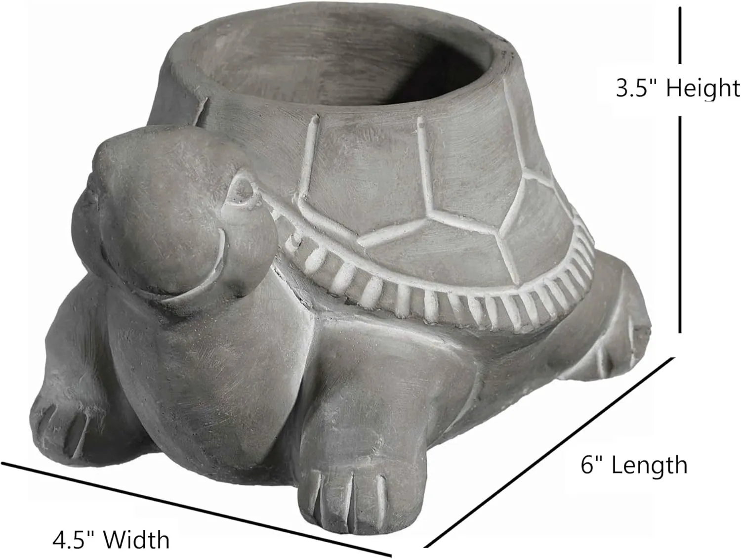 Classic Home and Garden Cement Buddies Indoor Outdoor Planter with Drainage Hole, Turtle, Natural Gray, Small, 6in