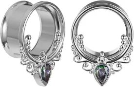 COOEAR 1 Pair Surgical Steel Ear Gauges Double Flared Seashell Ear Tunnels and Plugs Earrings Stretcher.
