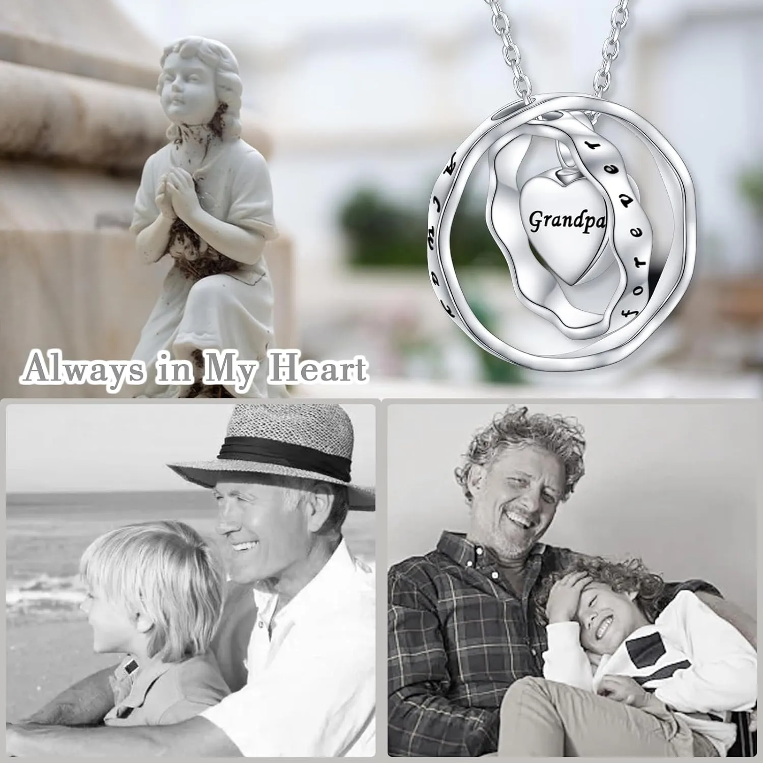 Cremation Urn Necklace for Ashes 925 Sterling Silver Dad Forever in My Heart Keepsake Memorial Pendant Waterproof Urn Jewelry for Women Men