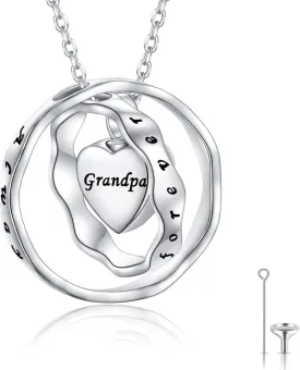 Cremation Urn Necklace for Ashes 925 Sterling Silver Dad Forever in My Heart Keepsake Memorial Pendant Waterproof Urn Jewelry for Women Men