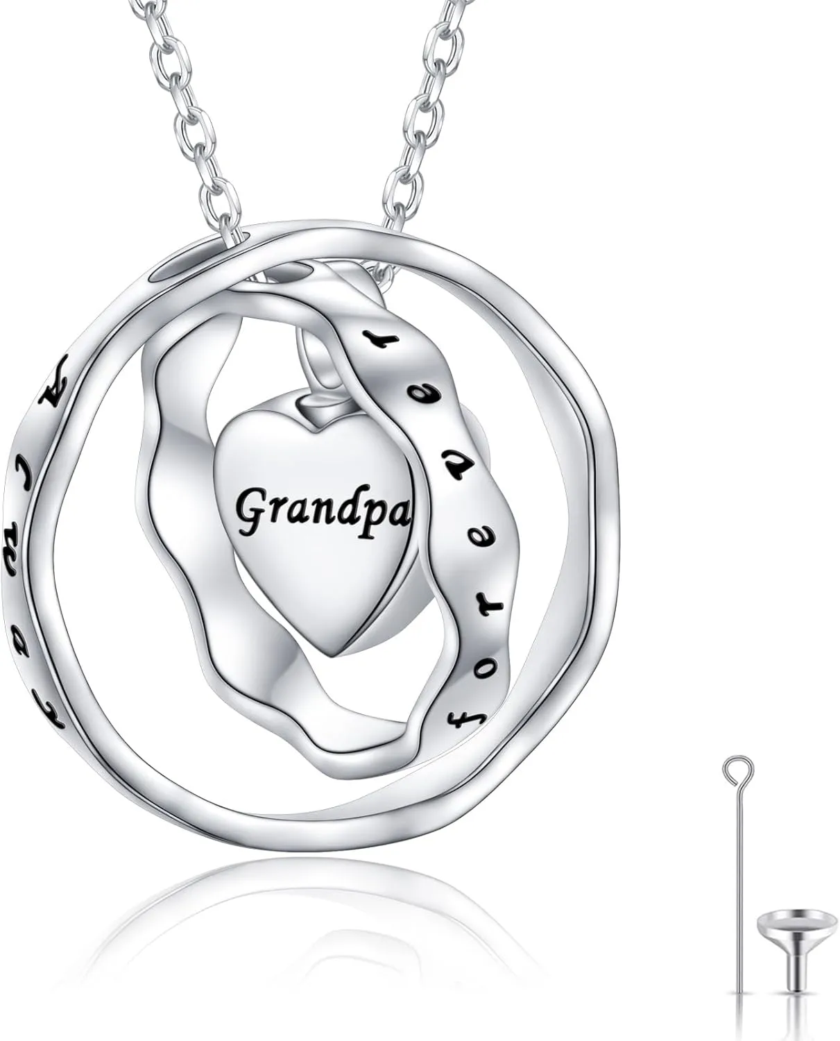 Cremation Urn Necklace for Ashes 925 Sterling Silver Dad Forever in My Heart Keepsake Memorial Pendant Waterproof Urn Jewelry for Women Men