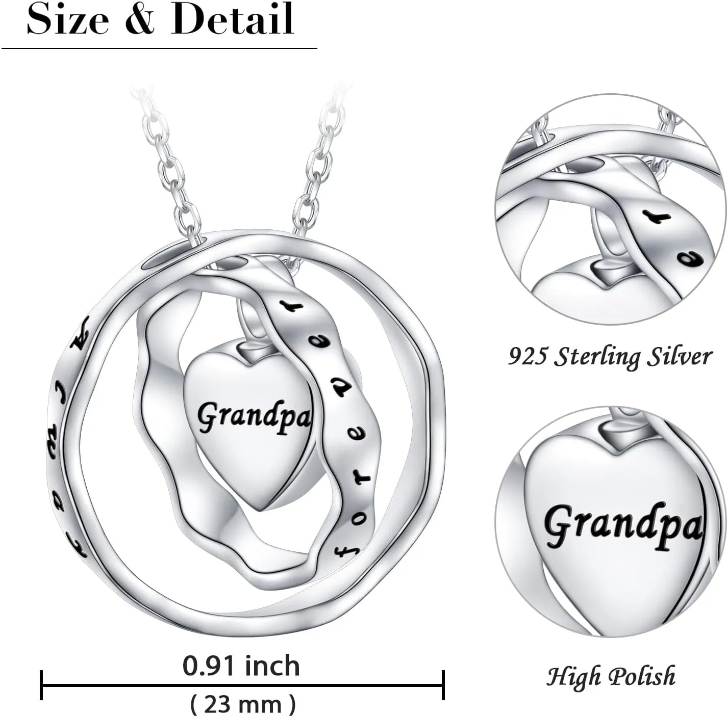 Cremation Urn Necklace for Ashes 925 Sterling Silver Dad Forever in My Heart Keepsake Memorial Pendant Waterproof Urn Jewelry for Women Men