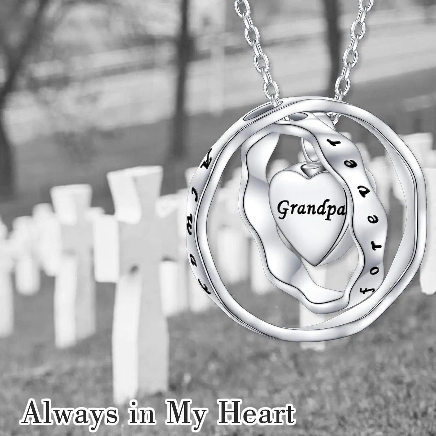 Cremation Urn Necklace for Ashes 925 Sterling Silver Dad Forever in My Heart Keepsake Memorial Pendant Waterproof Urn Jewelry for Women Men