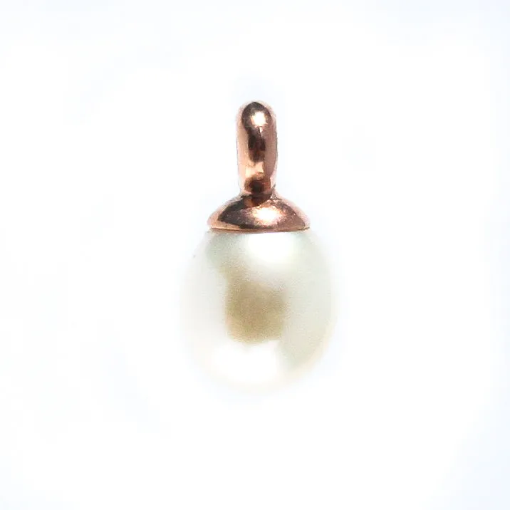 Dainty White Pearl Pendant Rose Gold