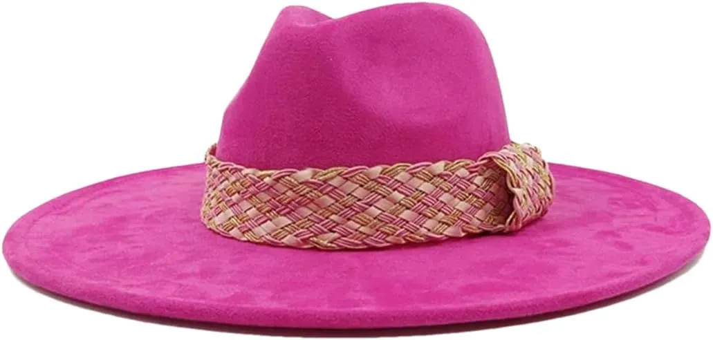 Decal Suede Hat Wide Brim Fedora Hat Men's and Women's Jazz Hat Suede Fedoras Sombrero 33 56-58cm, Medium