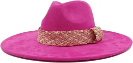 Decal Suede Hat Wide Brim Fedora Hat Men's and Women's Jazz Hat Suede Fedoras Sombrero 33 56-58cm, Medium