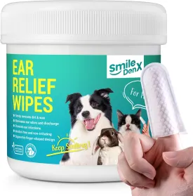 Dog Ear Cleaner Wipes - Dog Ear Infection Treatment Fast Relief from Ear Itching and Inflammation, Cat Ear Wipes Gently Remove Ear Wax Debris and Smelly (50 Pcs, Unscented)