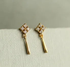 Edwardian Gold Drop Stud Earrings