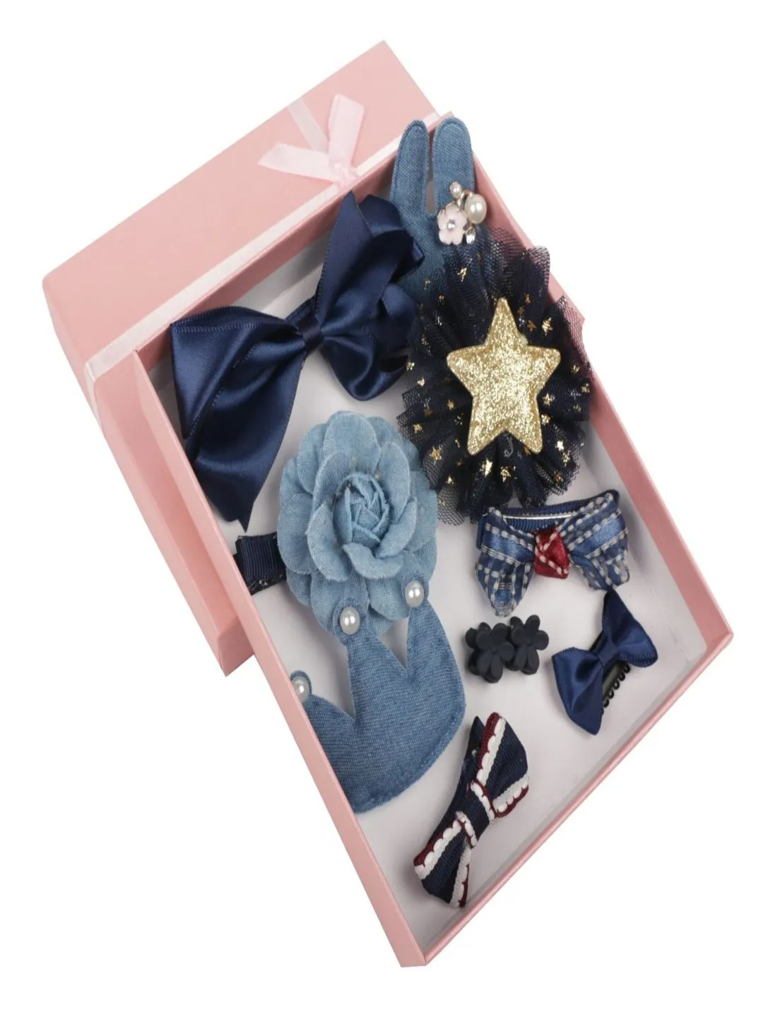 Elegant Hair Clips Set for Girls - Silver & Blue, Pack of 2