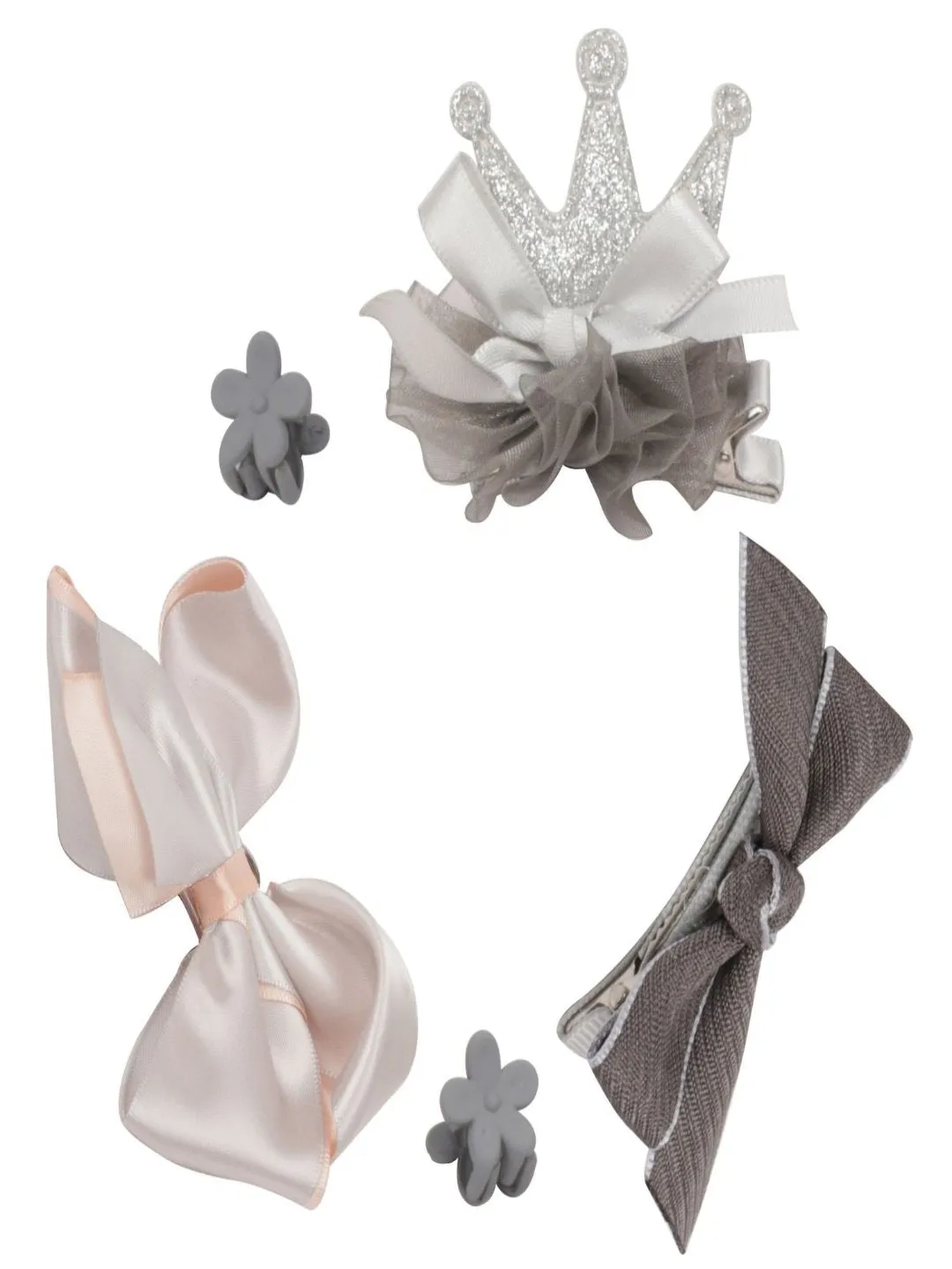 Elegant Hair Clips Set for Girls - Silver & Blue, Pack of 2