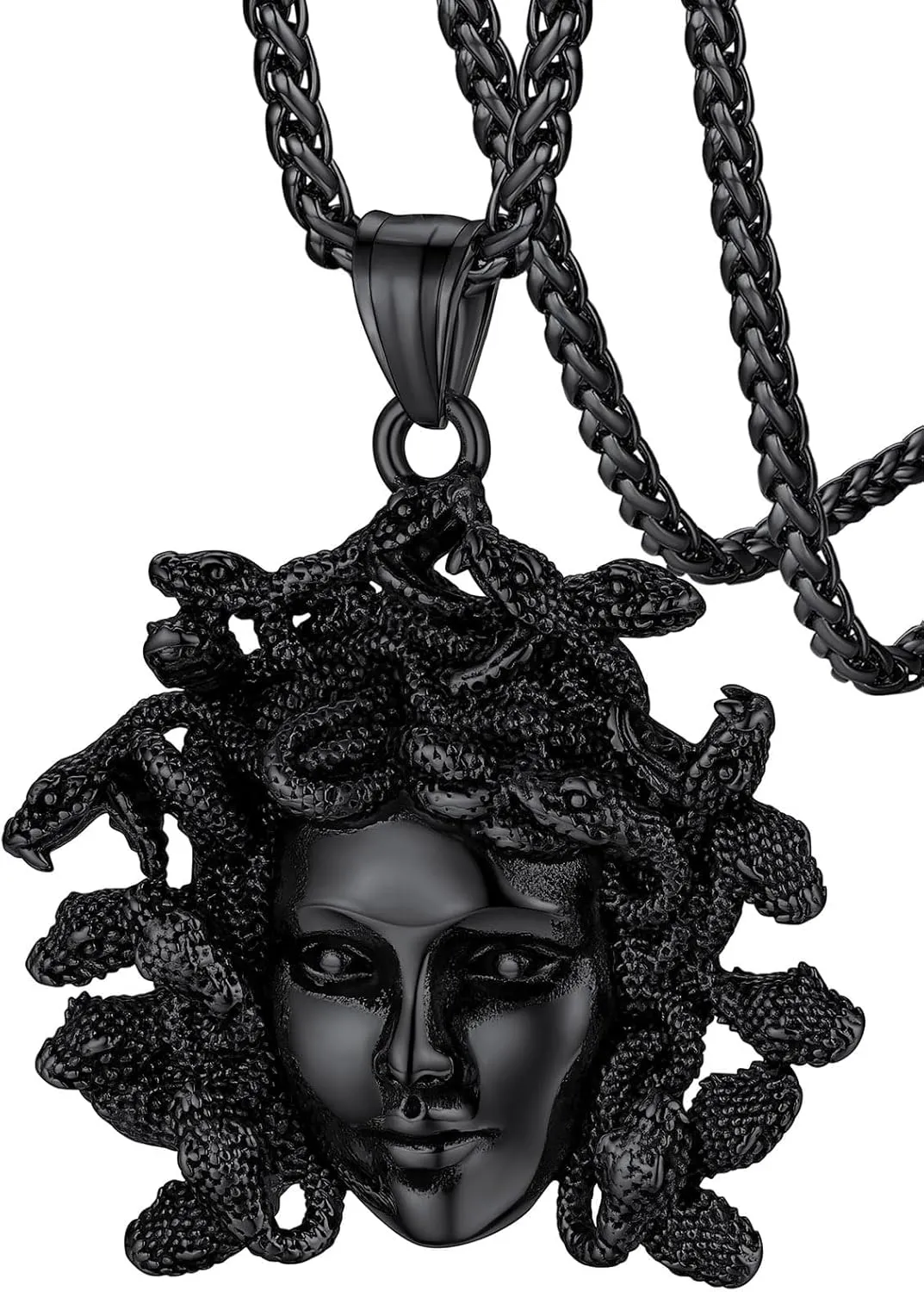 FaithHeart Medusa Pendant Necklace for Women Men, Stainless Steel/18K Gold Plated Ancient Greece Jewelry Customizable Delicate Gift Packaging
