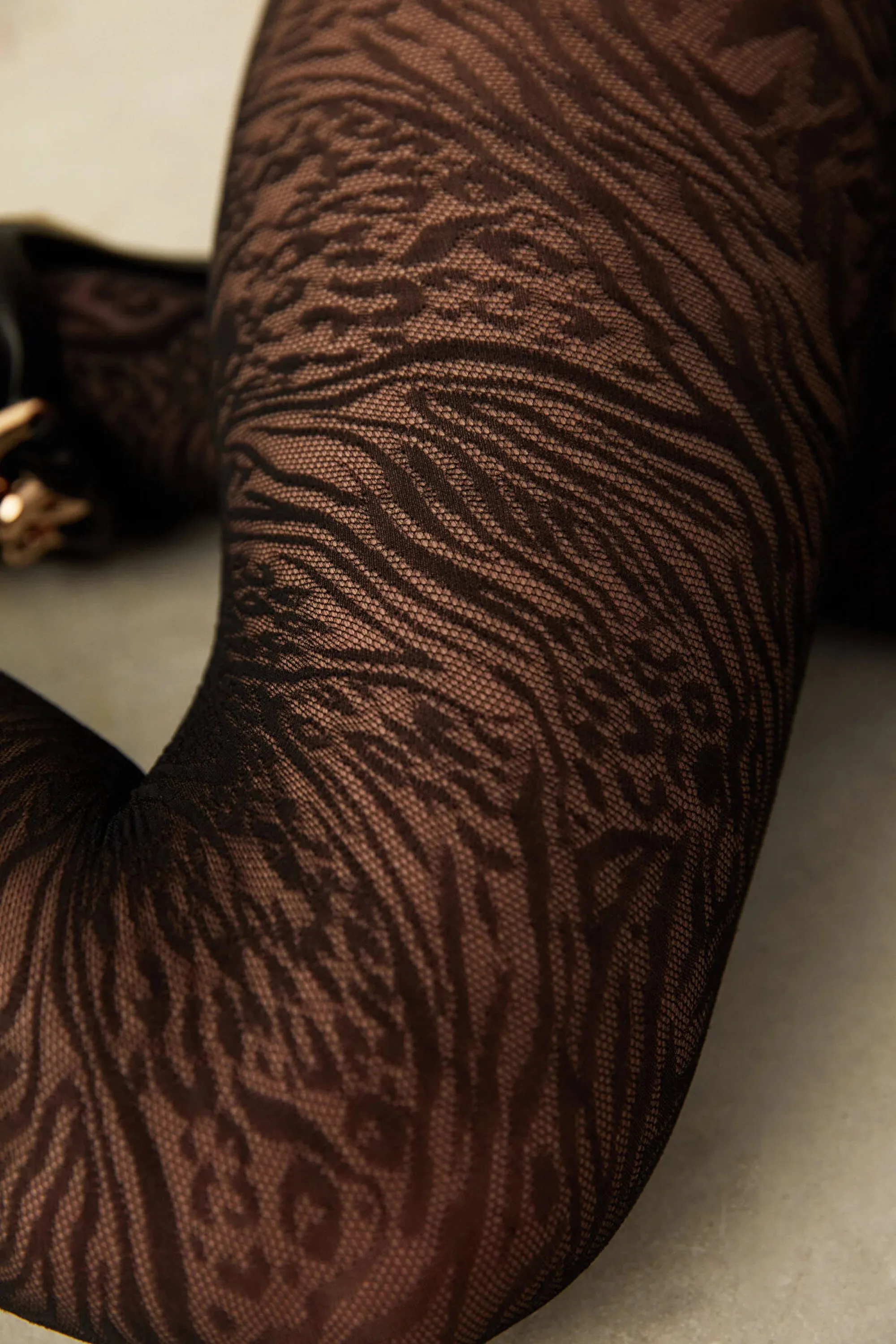 Fashion Tights, Black Wave Patterned 30DEN