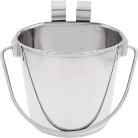 Fuzzy Puppy Flat Sided Pail with Dual Hooks, Snugly Fit On Dog, Cat and Critter Crates & Cages, Heavy Duty Stainless Steel | 2 Quart (PN: FSP-2)