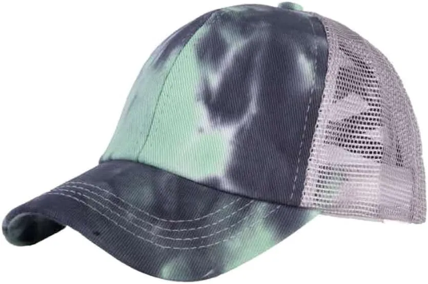 Girl's Criss Cross Trucker Hat Messy Bun High Ponytail Baseball Cap for Kids Ponycap