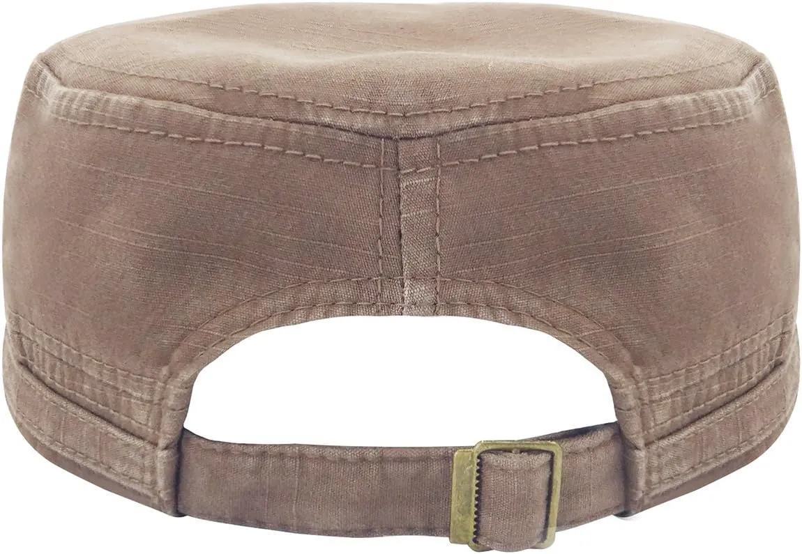 Glamorstar Unisex Cadet Army Cap Washed Cotton Twill Military Corps Hat Flat Top Cap