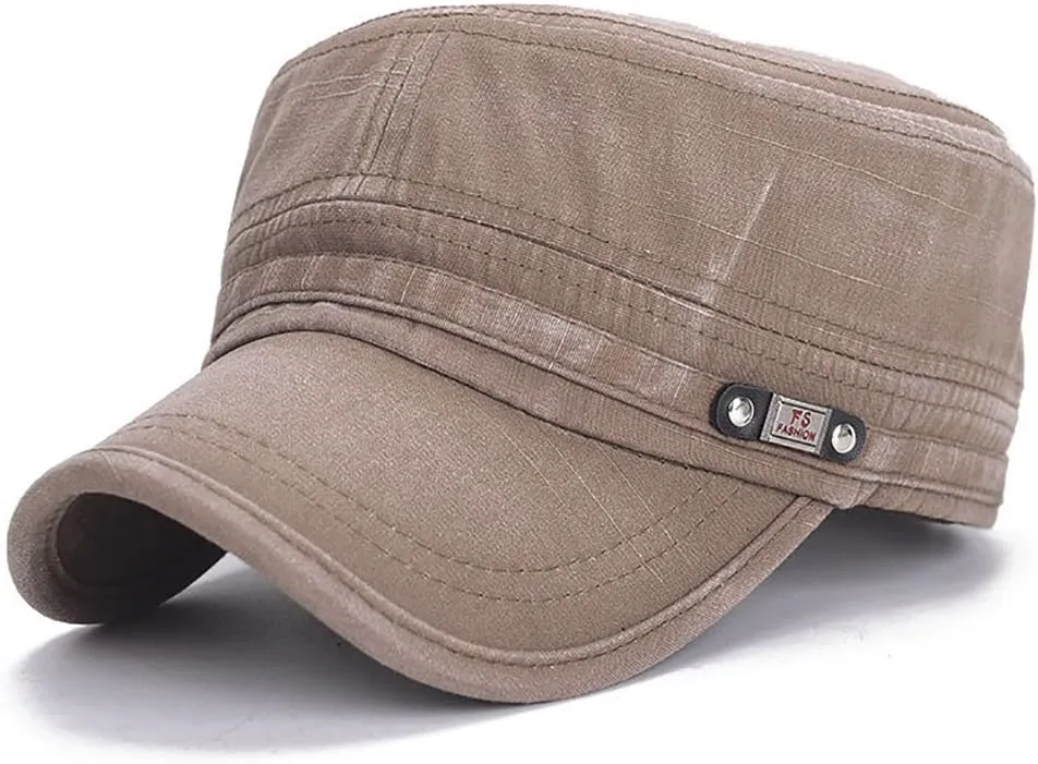 Glamorstar Unisex Cadet Army Cap Washed Cotton Twill Military Corps Hat Flat Top Cap