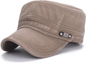 Glamorstar Unisex Cadet Army Cap Washed Cotton Twill Military Corps Hat Flat Top Cap