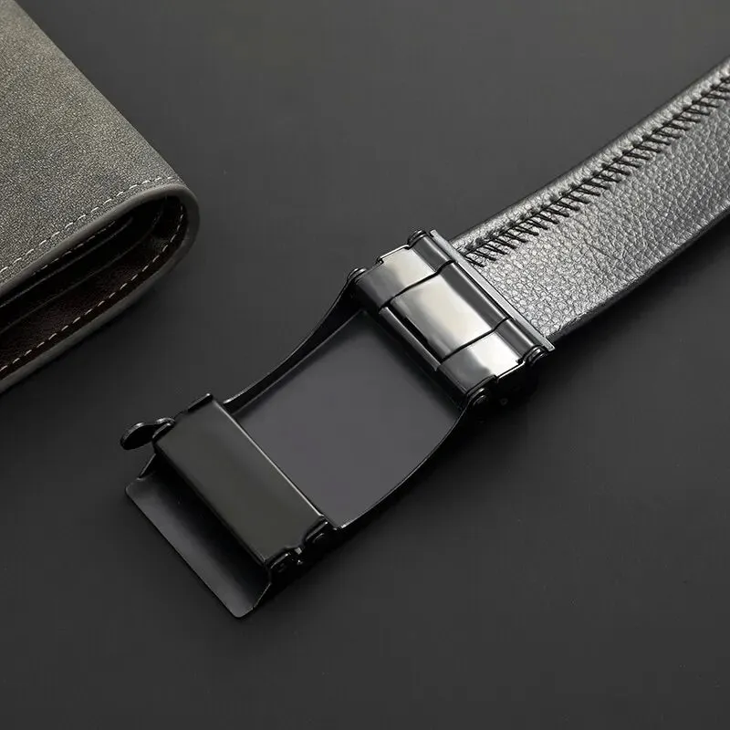 Glossy Lychee Pattern Faux Leather Belt