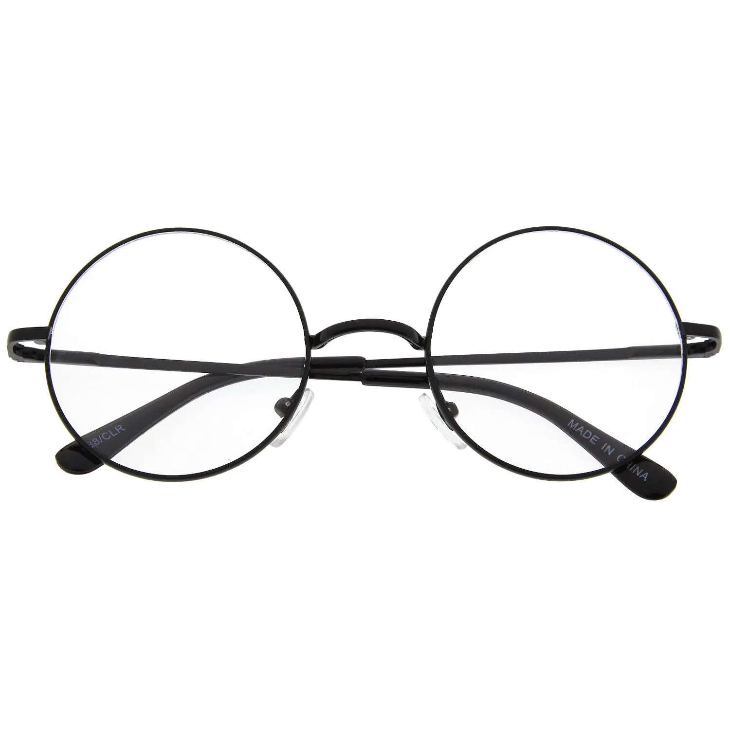 grinderPUNCH John Lennon Inspired Round Clear Lens Glasses Hippy Sunglasses Vintage Gold - Halloween Costume Glasses - Harry Potter Glasses