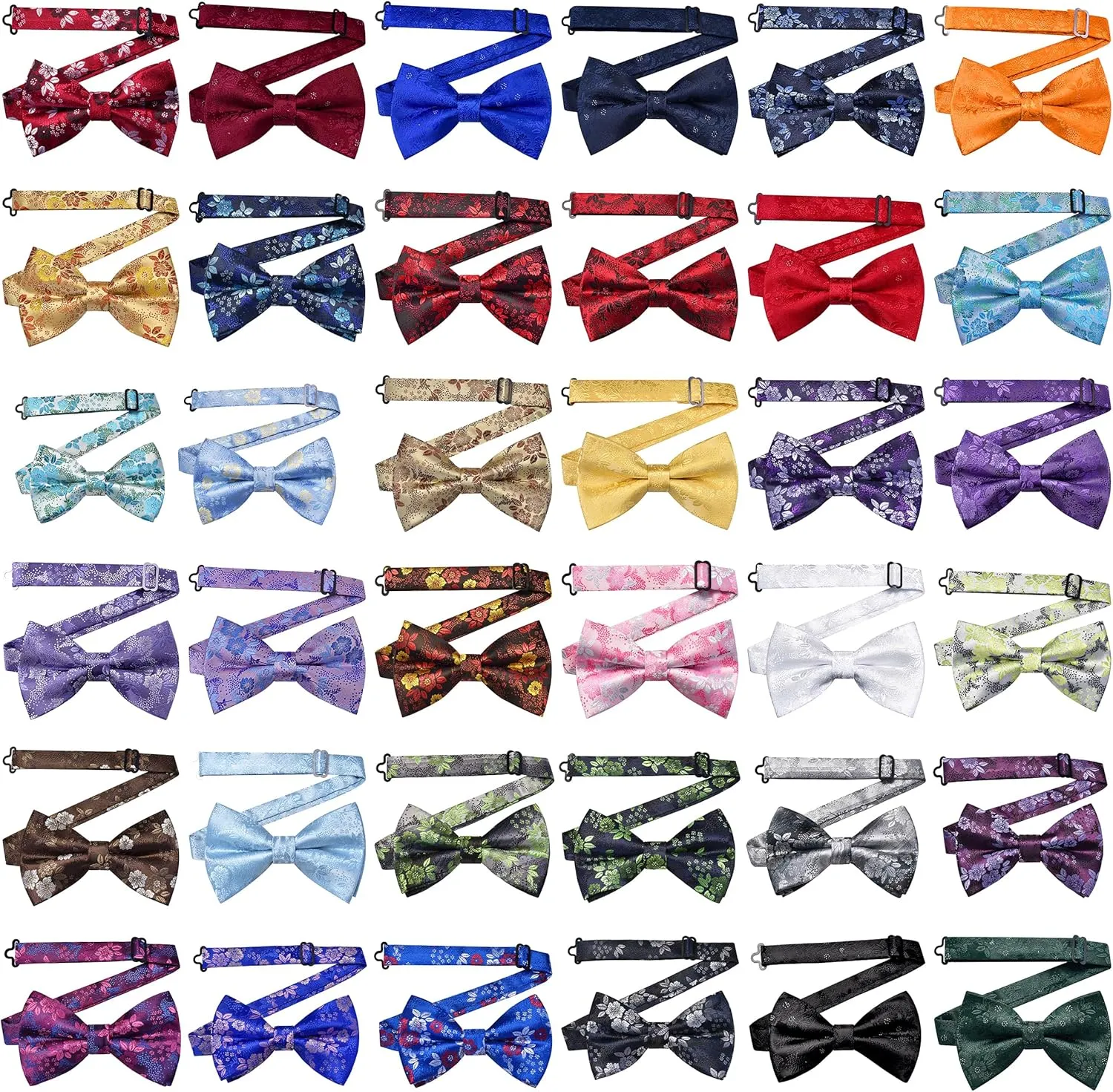 GUSLESON Floral Bow Ties for Men Pre-tied Adjustable Bowties for Wedding Business Party