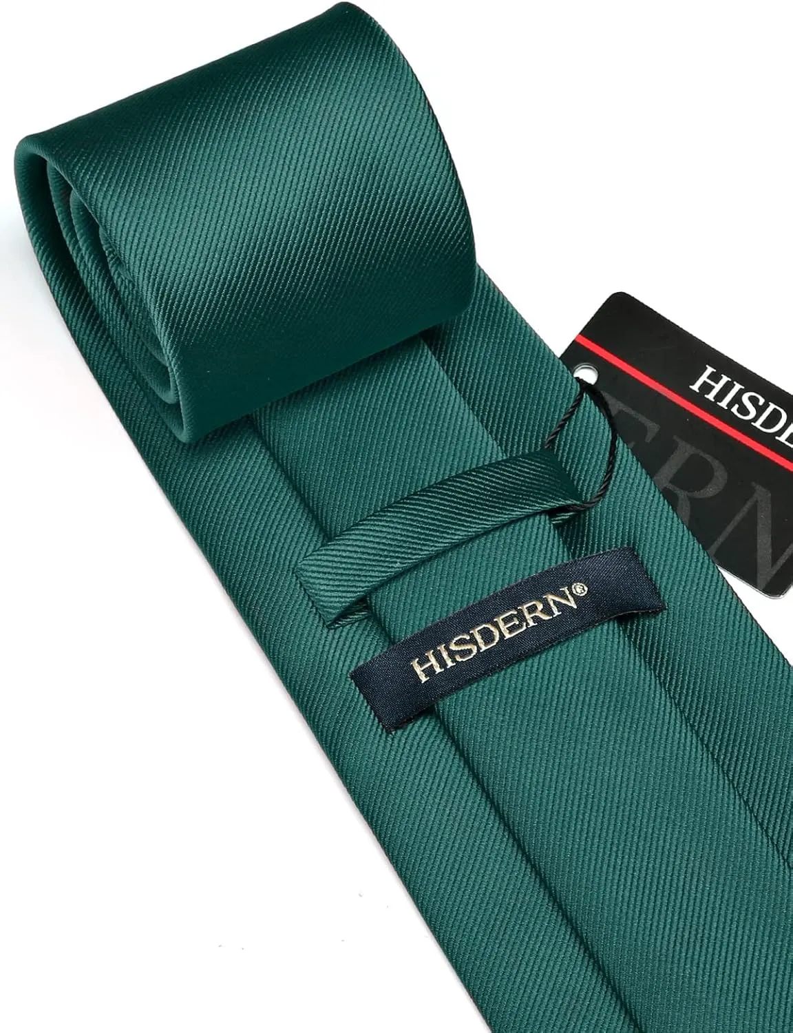 HISDERN Mens Ties Solid Color Ties for Men Formal Necktie with Pocket Square Set Satin Silk Neck Tie Handkerchiefs Set