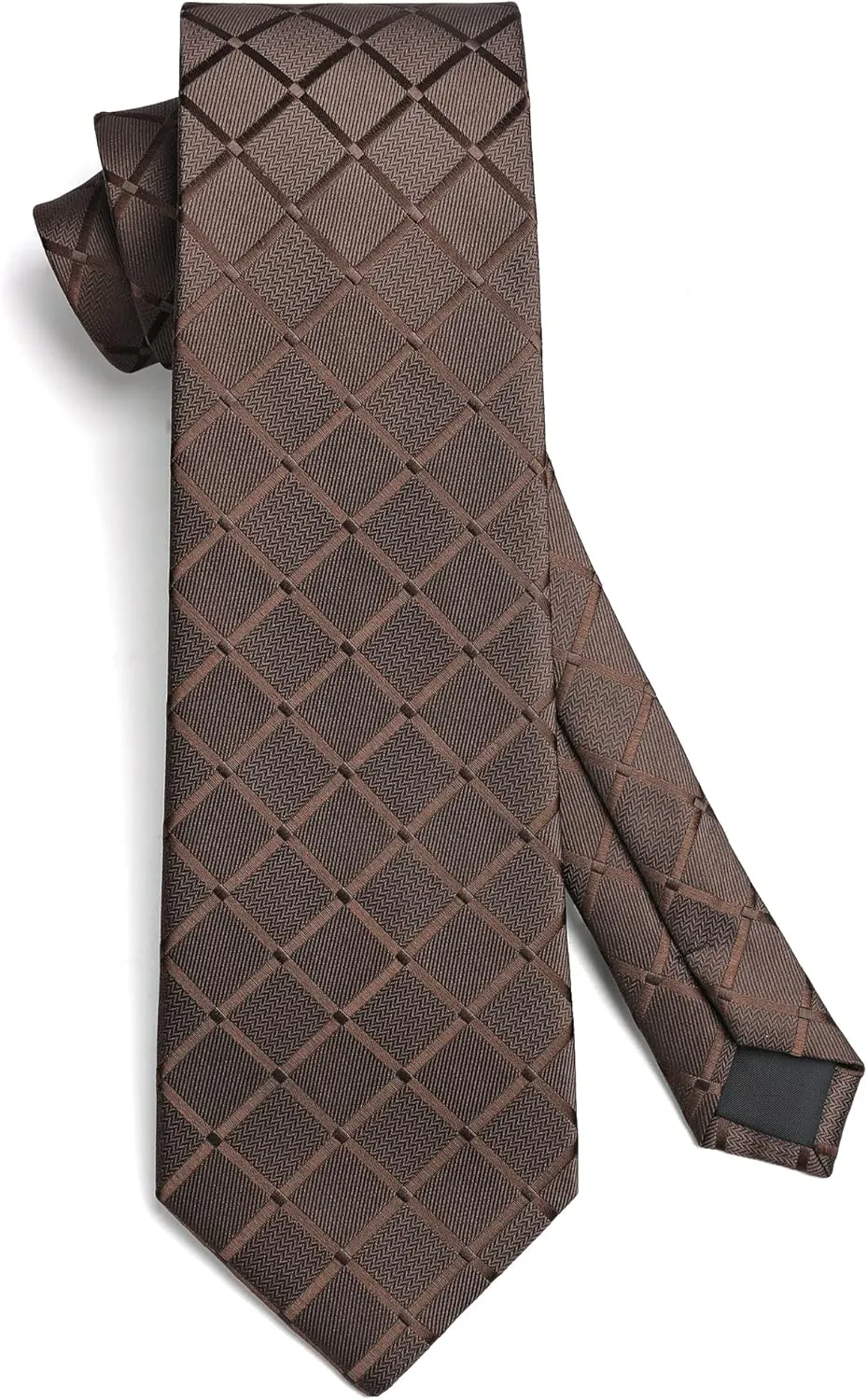 HISDERN Plaid Checkered Tie Handkerchief Woven Classic Formal Men's Necktie & Pocket Square Set