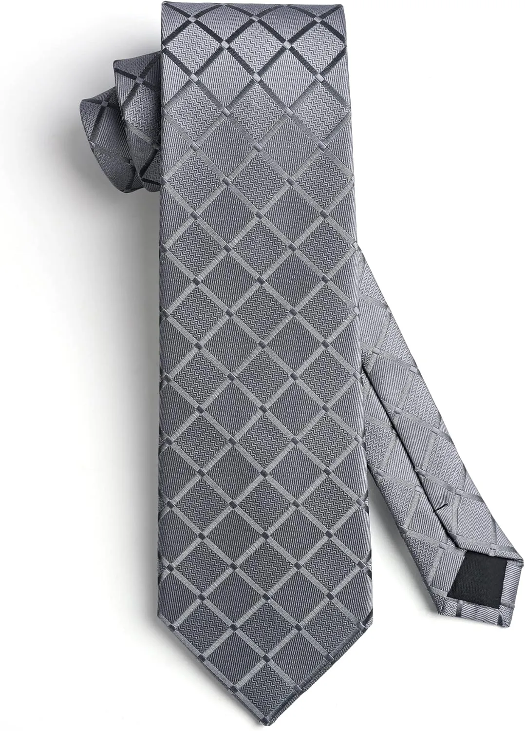 HISDERN Plaid Checkered Tie Handkerchief Woven Classic Formal Men's Necktie & Pocket Square Set