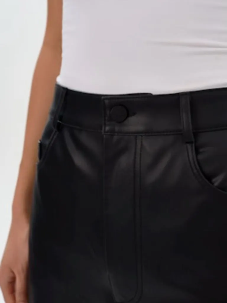 Lamarque Scottie Faux Leather Straight Leg Pants- Black