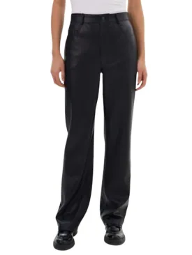 Lamarque Scottie Faux Leather Straight Leg Pants- Black