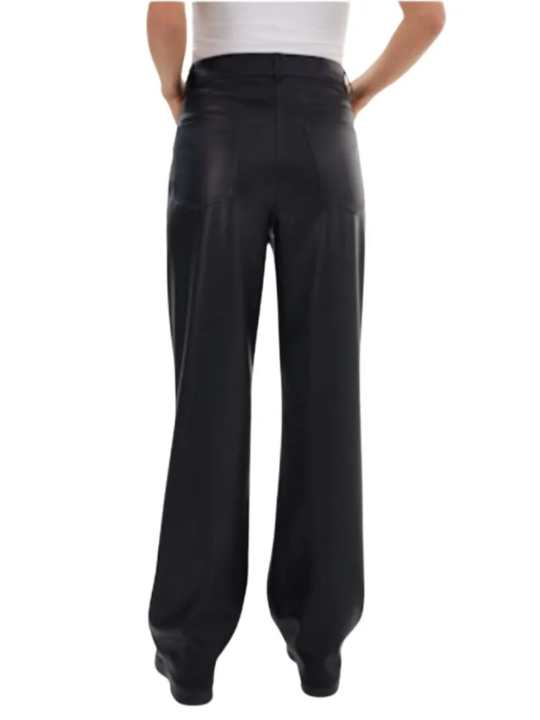 Lamarque Scottie Faux Leather Straight Leg Pants- Black