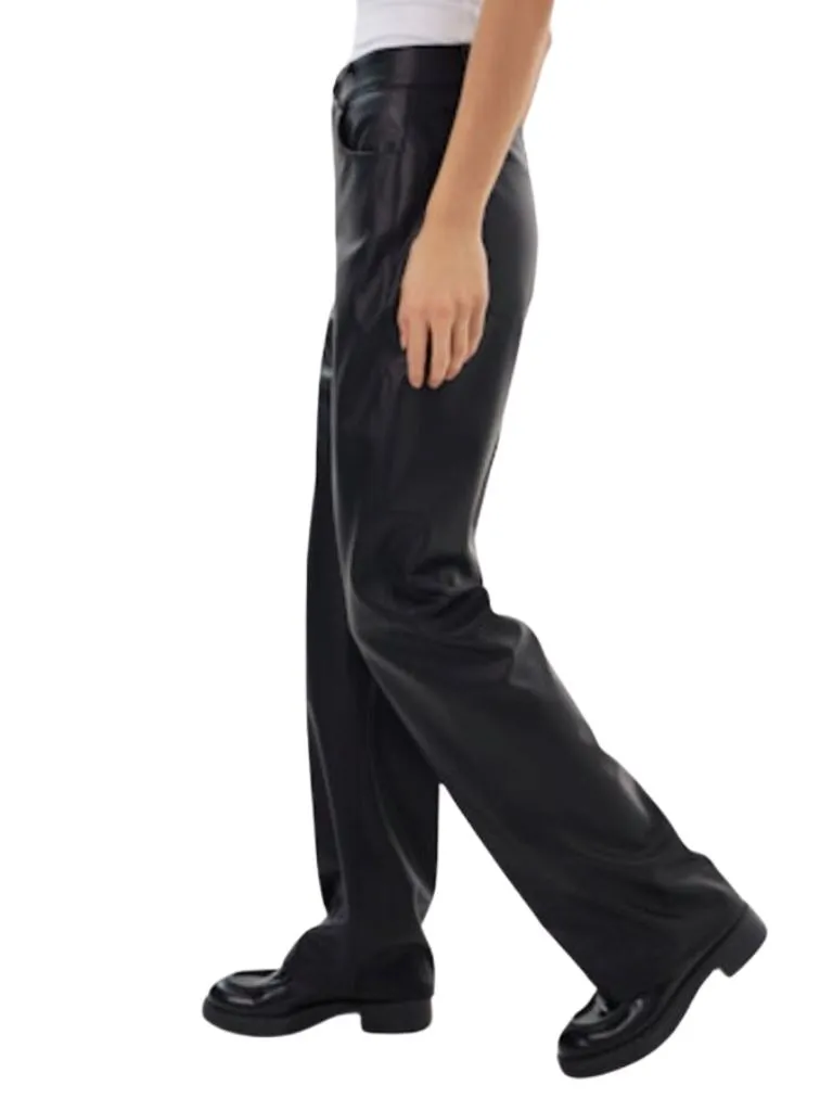 Lamarque Scottie Faux Leather Straight Leg Pants- Black